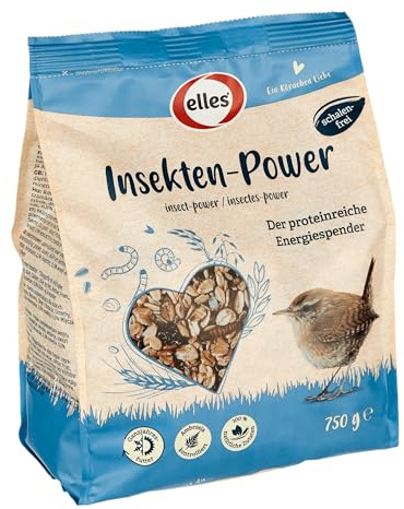 Elles Insekten-Power 5 x 750g I Proteinreiches Wildvogelfutter | 100% Natürlich, schalenfrei | Optimaler Energiespender | Geeignet für alle Wildvögel | Ganzjahresfutter