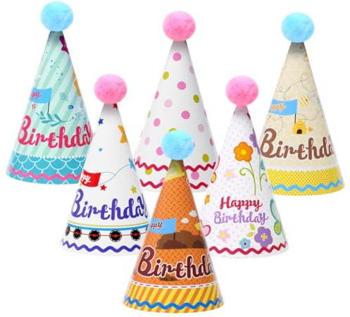 Cabilock 20 Pezzi Cappello a Cono Di Compleanno Cappellini Da Festa Per Bambini Cappelli Da Festa Cappello Di Compleanno Per Bambini Perlato Borsa Da Bambino