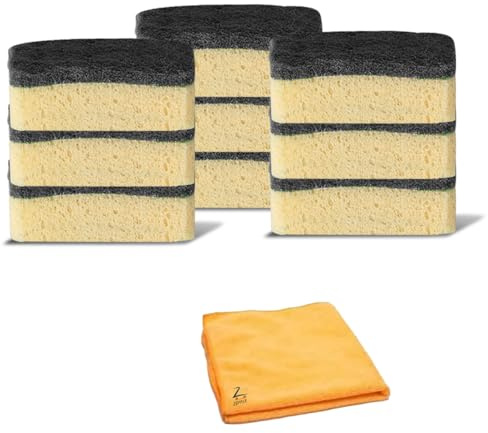 Zopper 9 x Extra Heavy Duty Refill Black - Fillable Washing-Up Sponge With Microfiber Cloth Replaceable Sponge Head Refills Scourer Washing or Kitchen and Bathroom