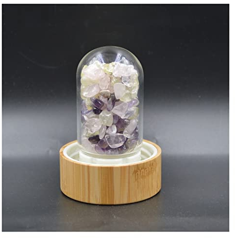 Naturel mixte cristal Quartz gravier pierres précieuses verre élixir boisson bouteille d'eau bambou verre tasse cadeau décoration Collections de la maison ( Color : A Purple , Size : 501-600ml )