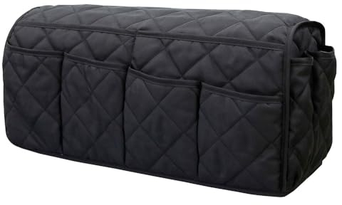 FANSU Armlehnenbezüge mit 12 Taschen, Armlehnenschoner Sofa, Armlehnenbezug Wasserfeste Armlehnen-Bezüge Bezuige fuir Vor Atzen TV Fernbedienung Halterung (1er Set,Schwarz)