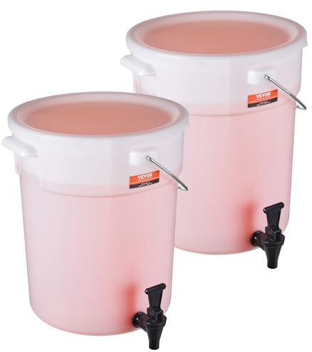 VEVOR Distributeur de Boissons 2 PCs Grande Capacité de 19 L, Fontaine à Eau avec Robinet et Couvercle, en Plastique, Distribution de Jus Limonade Thé Glacé, pour Restaurants, Hôtels, Cafés, Soirées