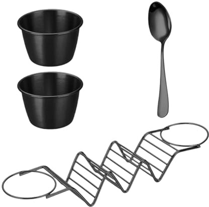GEDOX Taco-Halter – Burritos-Set geeignet für den Ofen | Soßenlöffel im Lieferumfang enthalten | Taco-Tablett aus Edelstahl | Mehrzweck-Halterung: Barservice-Set