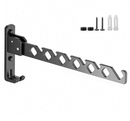 Ksvaye Appendiabiti Pieghevole da Parete, Appendiabiti da Muro Pieghevole, Ganci Pieghevoli da Parete 180 Gradi per Lavanderia, Bagno (34cm, Nero)