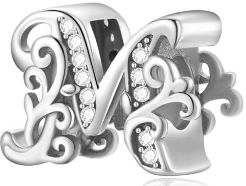 XWN Perles lettres A à Z pour bracelet, argent 925, compatible Pandora et bracelets/colliers européens, pour femmes/filles X240.
