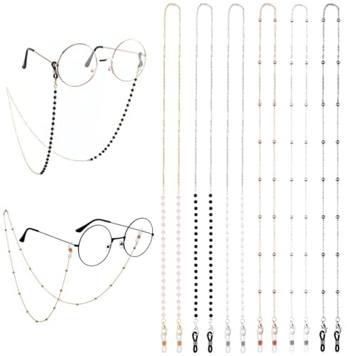 RT 6 Stücke Elegante Brillenkette Damen, Sonnenbrillen Kette Damen, Kette Für Brille Damen, Brillenkette Damen Modern, Maskenkette, Maskenband, Brillen Halter