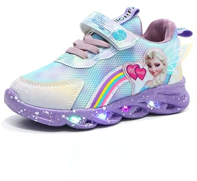 Chaussures lumineuses Elsa, princesse filles 27 Sneakers enfants avec lumière LED clignotante baskets printemps et automne de sport for intérieur et extérieur rose/violet 21-35(Violet,30 EU)