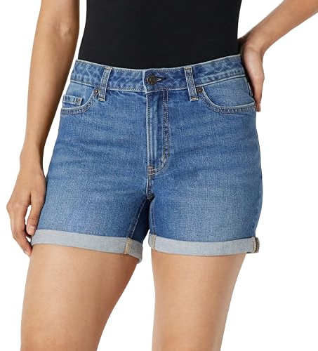 Amazon Essentials Women's Medium Stretch Slim-Fit Mid-Rise 4“ Jean Short, Medium Blue Vintage, 12