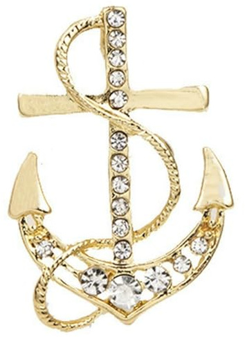 Nautischer Anker Herren Brosche Kristall Strass Anstecknadel Anzug Zubehör Geschenk für formelle Veranstaltungen Stilvolle Blazer Dekoration