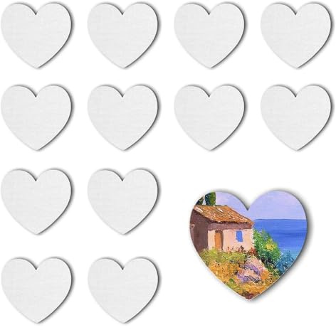 12 pezzi di set di tele da dipingere – Tele magnetiche in cotone per colori acrilici, a olio e a guazzo con pasta strutturale (Amore 12)