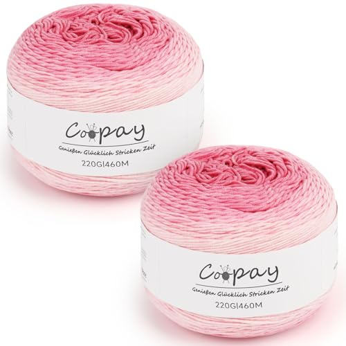 Coopay Lana per uncinetto, 2 fili sfumati da 220 g, lana per lavorare a maglia, cotone acrilico per uncinetto super morbido, bella lana all'uncinetto per sciarpe eleganti, vestiti per bambini, borsa