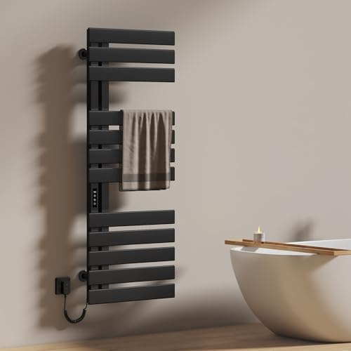 EMKE Scaldasalviette Elettrico da Bagno 1300 x 500 mm, Nero 440W | Portasalviette Riscaldato Elettrico, Scaldasalviette Elettrico con Controllo Intelligente della Temperatura