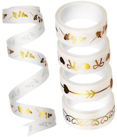 UKCOCO 5 rouleaux Ruban Adhésif Décoratif Masking Tape Motif Doré pour Scrapbooking DIY Décoration Journaux Meubles Boîte
