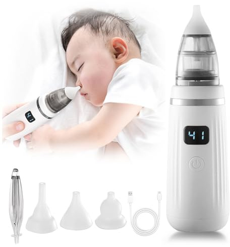 KBIBCK Nasal Aspirator for Baby, Baby Nose Sucker, 5 Suction Levels & 3 Soft Silicone Tips, USB Electric Snot Sucker, Portable BabyNose Cleaner, Anti-Backflow SnotSucker for Newborn Toddlers Babies