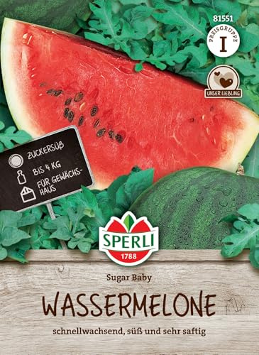 Sperli Wassermelonensamen Sugar Baby 81551, Gemüsesaat | Süß und sehr saftig, Inhalt für 18 Pflanzen, Gewicht 3-4 kg