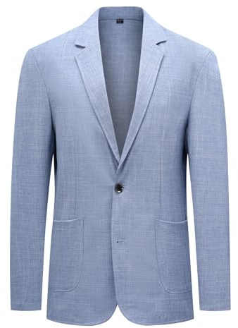 Allthemen Uomo Blazer 2 Bottoni Formale Lavoro Giacca da Abito Casual Tinta Unita Jacket Elegante Nozze Blu L