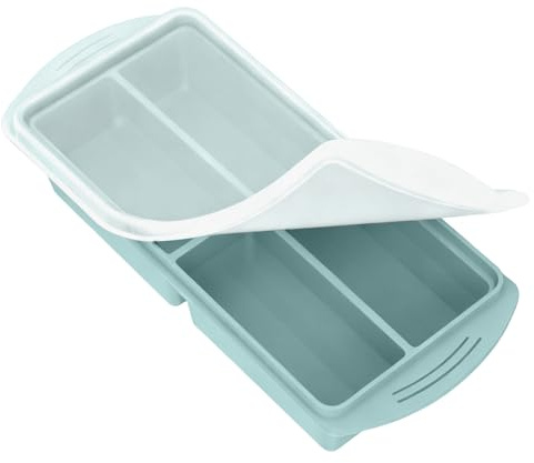 in silicone per congelatore, vassoio per porzioni a 4 griglie con coperchio aderente, design sicuro per microonde e congelatore per una facile conservazione, contenitore per la preparazione
