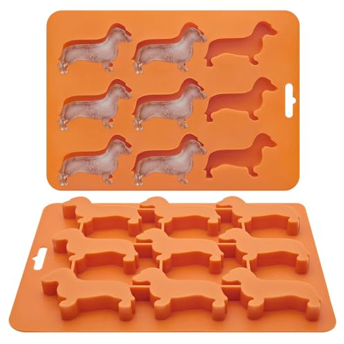 Dackel Silikonform 9-fach, Dachshund Motivform für Eiswürfel, Schokolade, Backen Ausstechform für Ofen und Gefrierfach für Kuchen, Pudding, Pralinen, Gelee, Seife & DIY Kerzen | Silikon, Backen Ausstechform, Flexible, für Ofen, Gefrierfach, für Kuchen, Pudding, Pralinen, Gelee, Seife, DIY Kerzen
