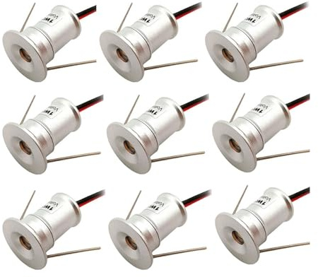 LGJEGD Mini faretto LED da incasso, 1W dimmerabile IP65 impermeabile, illuminazione in alluminio 12V CC per arredamento domestico/armadio a muro/armadio, set 9 pezzi(Blue light,30 degrees)