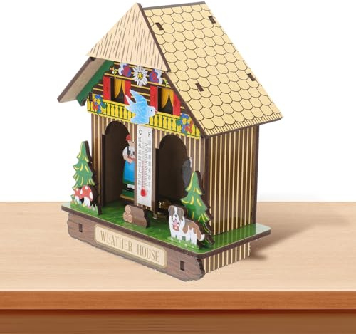 Heimthermometer Barometer Heimwand mit Temperatur und Feuchtigkeitsmessung | Kunststoff, Beige, 1 Stück, Wandaufhängung, Schlichtes Design, Wetterhäuschen Zufällige Farbe