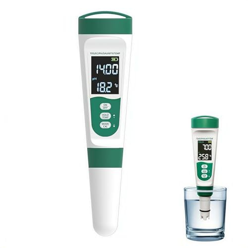5-in-1 digitaler Wassertester, TDS Messgerät, digitaler Wassertester, genauer und zuverlässiger TDS EC & Temperatur (°C/°F) Messgerät, 0-9990 ppm Wassertester für Trinkwasser, Aquarien, Schwimmbad