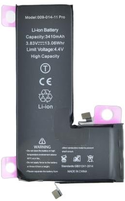 OnlyTech - Batteria Premium Capacità Aumentata di Sostituzione per iPhone 11 Pro - 3410mAh, qualità identica (chip TI) - Con adesivo