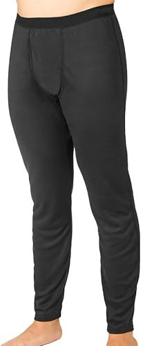 Hot Chillys Men's Bi-Ply Bottom Midweight Relaxed Fit Base Layer - Versatile UPF 30 Cold Weather Warm Thermal Base Layer Pants, Black, L