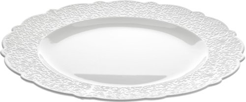 Alessi Dressed Piatto da Portata in Porcellana Bianca con Decoro a Rilievo, Porcellana, Argento, 3.200 x 35.500 x 34.700 cm