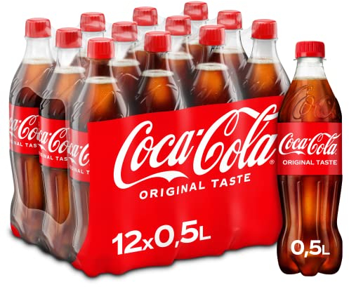 Coca-Cola Classic - pure Erfrischung mit unverwechselbarem Coke-Geschmack in stylischem Kultdesign - Einweg Flasche (12 x 500 ml)