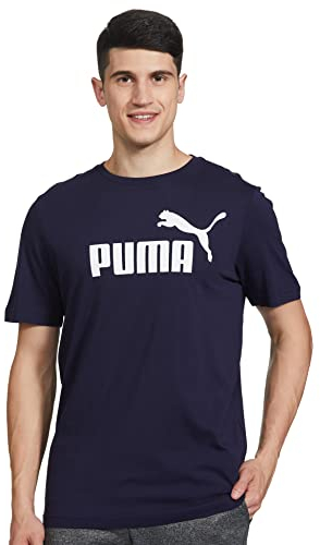 Puma Ess Logo Tee T-shirt, Blu, L Uomo