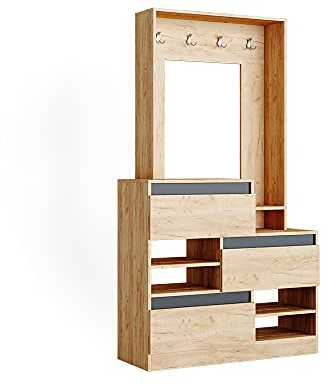 Vicco Garderobe Evia, Flurgarderobe, Goldkraft Eiche/Anthrazit, 100 x 180 cm