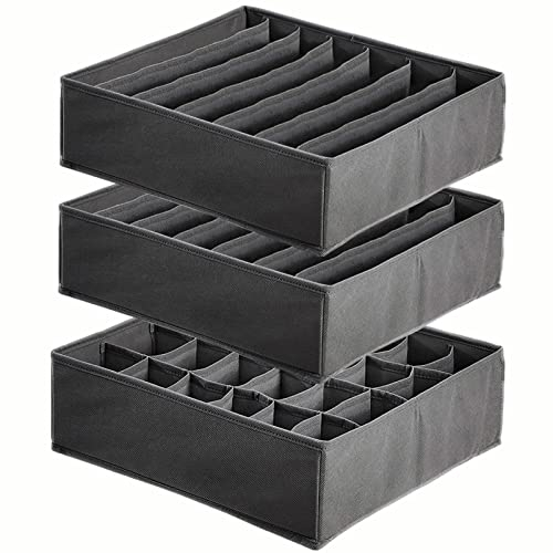 TLOXO 3 pezzi Organizer Cassetti,Set di 2 Cassetto Organizer per Biancheria Intima + Set di 1 Cassetto Organizer per Calzini,Adatto per Biancheria Intima Del Reggiseno, fazzoletti e Cravatte