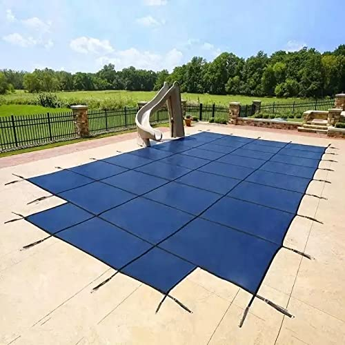 Bâche Piscine Couverture D'hiver Élastique De 1m/2m/3m/4m/5m/6m/7m/8m/9m/10m Pour Piscine Creusée Hors Sol, Couvertures De Maille De Piscine De Plate-forme - Fermeture À Mailles(7X10m/23X32.8ft)