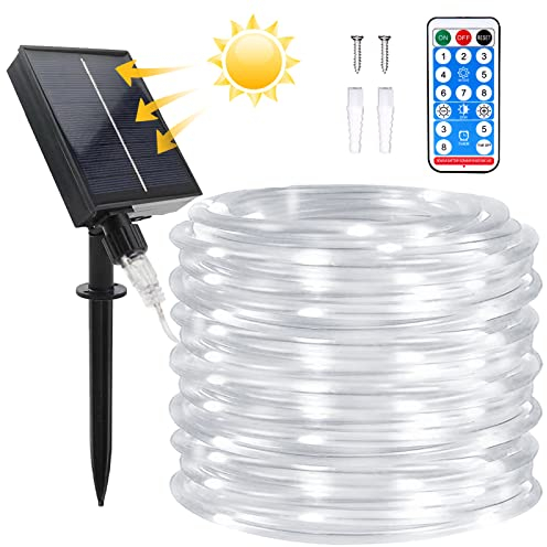 Micacorn Manguera Luces Solar, Solar Luces Exterior 22 Metro 8 Modos 200 LED Manguera Iluminación de Impermeables Control Remoto para Piscina Fiestas Jardines Bodas Decoración Navideña