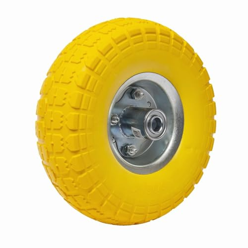WERKA PRO, Roue Increvable avec Axe déporté, Idéale pour Chariots et Diables, Jante en Métal Galvanisé, Capacité de Charge 100 kg, 260 x 85 mm, Alesage 16mm, Jaune