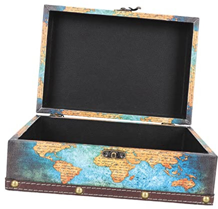 Cabilock Kasten Piraten-schatztruhe Holzkarten-schatzkiste Schmuck Organizer Klar Schmuck-organizer-tablett Vintage-schatztruhe Alte Holztruhe Spielzeug Hohe Kapazität Pu Armbandhalter
