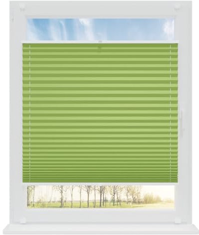 RENA Plissee ohne Bohren Rollos für Fenster | Faltrollos für Fenster & Tür | Plisseerollo nach Maß Verdunkelung | Fenster Rollos für Innen | Jalousie Limette 45x120 cm