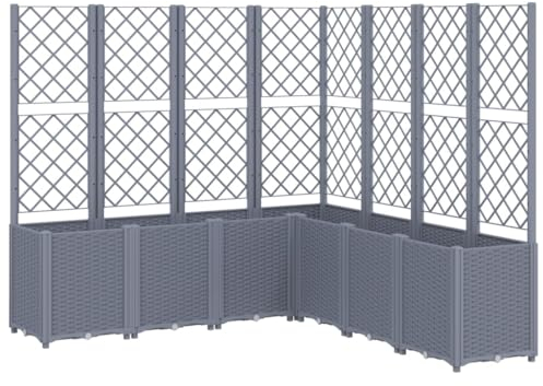 vidaXL Jardinera con Enrejado, Macetero de Plantas Flores, Maceta de Hierbas, Arriate para Jardín Patio Balcón Terraza, PP Azul Gris 160x160x140 cm