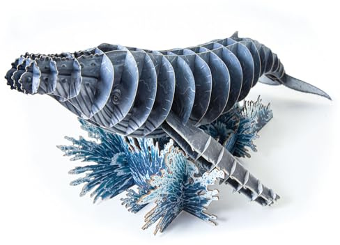 Gespänsterwald® Steckfigur, 3D Modellbau Bastelset, Tierfigur zum Basteln & Aufstellen mit Anleitung | Tiere aus Karton & Holzpappe | für Kinder ab 10 Jahre (Buckelwal)