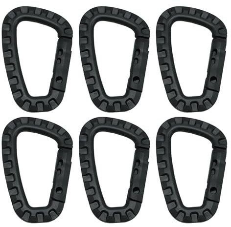 6 Stück Karabinerschnallen, Kunststoff-Karabinerschnallen, Karabinerhaken, Karabinerring-Clips, Karabiner-Wanderclips, Geeignet Für Camping, Bergsteigen, Reisen (Schwarz)