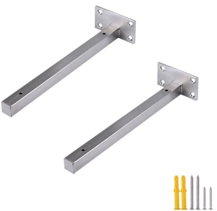 FEEIMOL 2 Stück Schwimmende Regalhalterung Edelstahl Regalträger Wandträger Schwerlast Regalhalter Industrielle Regalhalterungen Regalkonsole für Studierzimmer Wohnzimmer Büro Silber 250mm