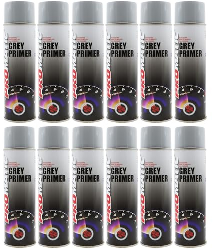 PROTOUCH 12x Promatic Grey Primer Aerosol Spray, 500ml, Corrosion Prevention, Fast Drying, Optimised Gloss Finish
