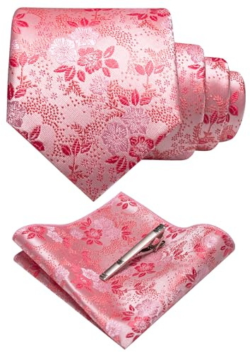 JEMYGINS Herren Blumen Krawatten und Einstecktuch Sets mit Krawattenklammer erhältlich