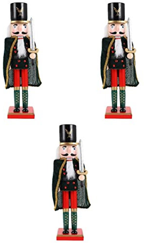 PRETYZOOM 3 Pièces Casse-Noix du Cap Decoration Noel Traditionnel Personnages de Noel Jouets de Nappe phréatique Statues de Casse-Noisette Décorations de Noël décoration d'intérieur Bois