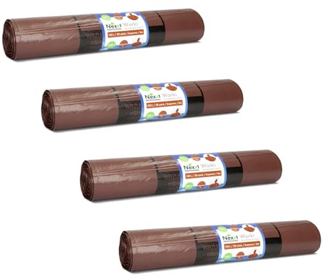 Emerson 80 reißfeste Müllsäcke | extra starke Abfallsäcke | 4er Pack Braun Rollen | 120L Fassungsvolumen 70x105 cm | stabile Müllbeutel aus umweltfreundlicher Recyclingfolie