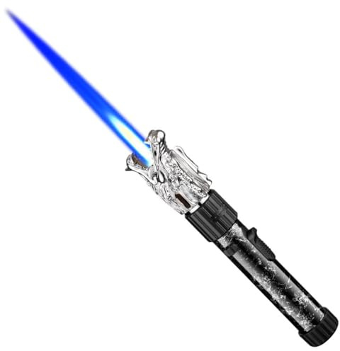Chinese Dragon Design Spray Gun Lighter, High-Temperature Welding Gun Torch Lighter, Refillable Butane Lighter, Portable Outdoor Barbecue Baking, Windproof Lighter (Silver)