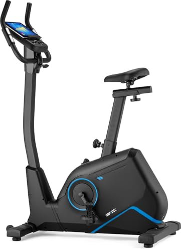 Gymtek XB4500 Heimtrainer Fahrrad, Heimtrainer mit Pad-Halterung, Hometrainer, Belastbarkeit 140 kg, Ergometer, Indoor Bike, für Zuhause (Schwarz und blau)