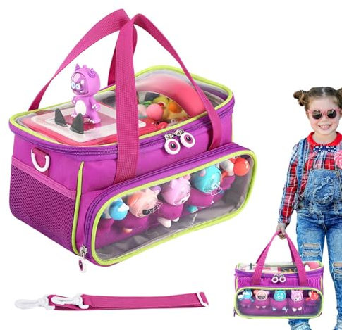 10x6x5.9in Carrying Case For Toniebox, Storage Carrier Bag For Tonie Characters With Shoulder Strap And Handle For Audio Accessories, Home Outdoor Hand Bag For Ton-ies Audio Player And Dolls - Purple