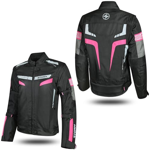 Giacca da Moto Donna STORM 4 Stagioni con Protezioni CE Impermeabile – Sicurezza e Comfort per Ogni Stagione (IT, Testo, XXL, Regular, Regular, Rosso)