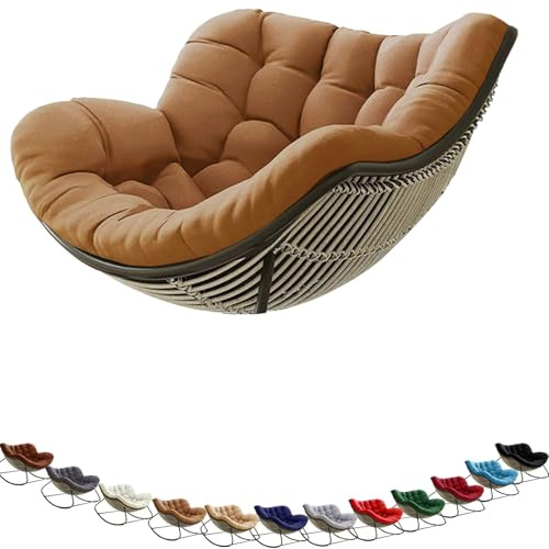 MCNDSI Schaukelstuhl Auflage wasserdicht Rattan Wohnzimmer, Bequemer Schaukelsessel Kissen Outdoor Indoor, Papasansessel Kissen Auflage Doppelt Für Garten, Terrasse(F11)